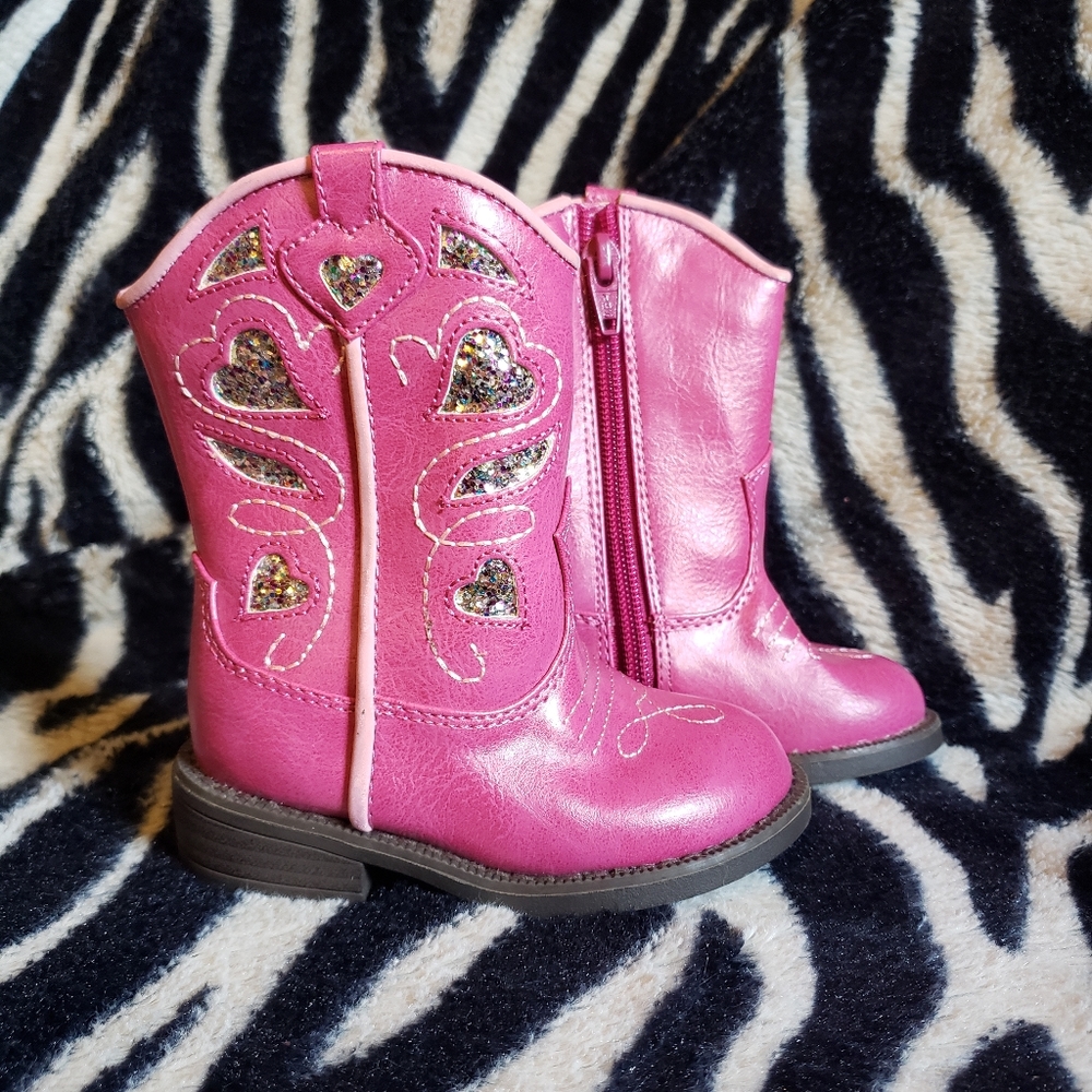 Pink Glitter Cowgirl Boots